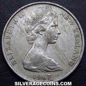 1967 (l) Elizabeth II New Zealander 10 Cents (Obverse)