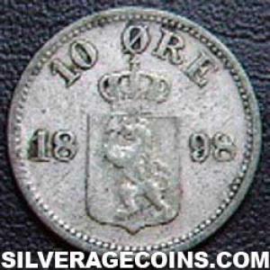 1898 Oscar II Norwegian Billon 10 Øre (Reverse)