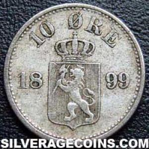 1899 Oscar II Norwegian Billon 10 Øre (Reverse)