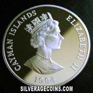 1994 Proof Elizabeth II Cayman Islands Silver Dollar (Queen Mother) (Obverse)