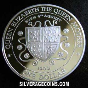1994 Proof Elizabeth II Cayman Islands Silver Dollar (Queen Mother) (Reverse)