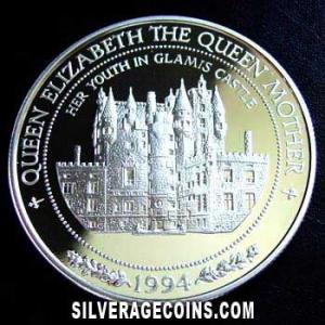 1994 Proof Elizabeth II Samoan Silver 10 Tala (Queen Mother) (Reverse)