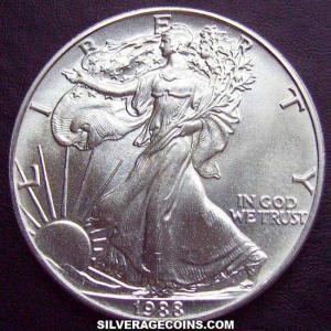 1988 United States Dollar 1 Ounce Silver Eagle (Obverse)