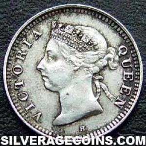 1890 H Victoria Hong Kong Silver 5 Cents (Obverse)