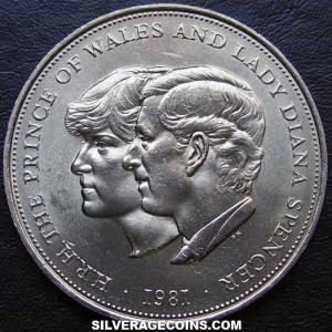 1981 [case] Elizabeth II British 25 New Pence (Diana and Charles) (Reverse)
