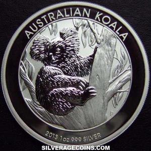 2013 P Elizabeth II Australian Dollar 1 Ounce Silver Koala (Reverse)