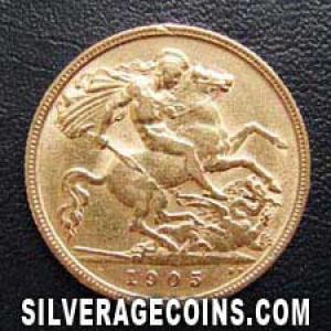 1905 Edward VII British Gold Half Sovereign (Reverse)