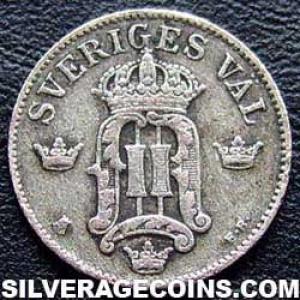1907 EB Oscar II Swedish Billon 10 Öre (Obverse)