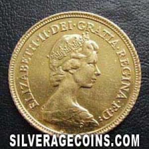 1982 Elizabeth II British Gold Half Sovereign (Obverse)