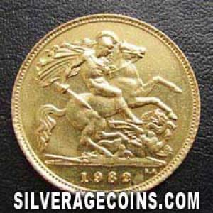 1982 Elizabeth II British Gold Half Sovereign (Reverse)