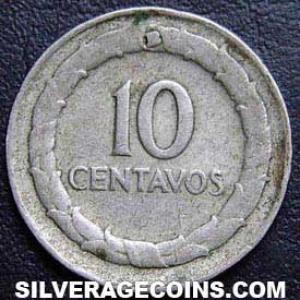 10 Centavos de Plata Colombianos (tipo 2) 1947 B (Reverso)