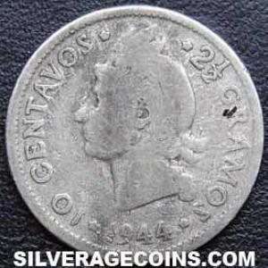 1944 Dominican Silver 10 Centavos (Reverse)