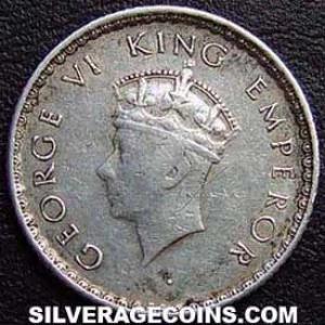 1939 (b) George VI British India Silver Quarter Rupee (Obverse)