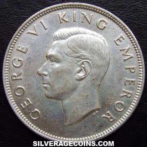1940 George VI New Zealander Silver Half Crown (Centennial) (Obverse)