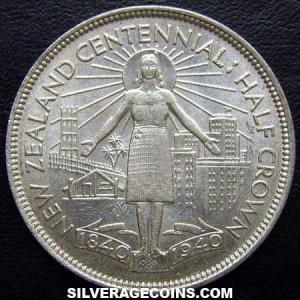 1940 George VI New Zealander Silver Half Crown (Centennial) (Reverse)
