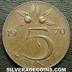 1970 close date Juliana Dutch Bronze 5 Cents (Reverse)