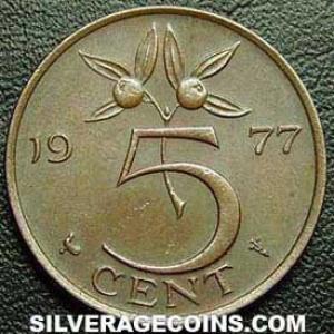 1977 Juliana Dutch Bronze 5 Cents (Reverse)
