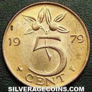 1979 Juliana Dutch Bronze 5 Cents (Reverse)
