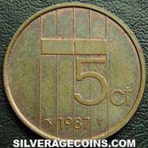 1987 Beatrix Dutch Bronze 5 Cents (Reverse)