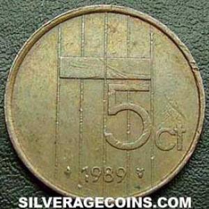 1989 Beatrix Dutch Bronze 5 Cents (Reverse)