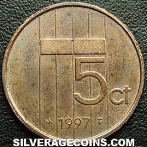 1997 Beatrix Dutch Bronze 5 Cents (Reverse)