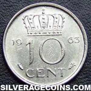 1963 Juliana Dutch Nickel 10 Cents (Reverse)
