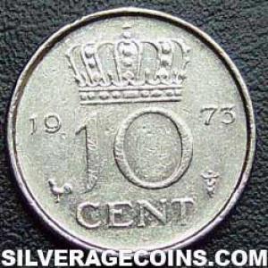 1973 Juliana Dutch Nickel 10 Cents (Reverse)