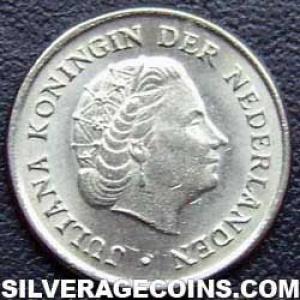 10 Céntimos de Níquel Neerlandeses de Juliana 1976 (Anverso)