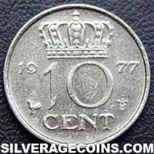 1977 Juliana Dutch Nickel 10 Cents (Reverse)
