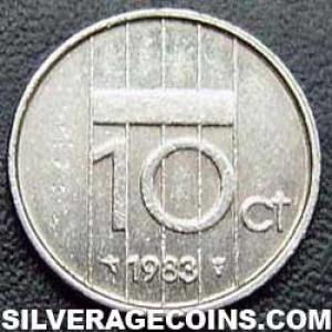 1983 Beatrix Dutch Nickel 10 Cents (Reverse)