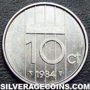 1984 Beatrix Dutch Nickel 10 Cents (Reverse)
