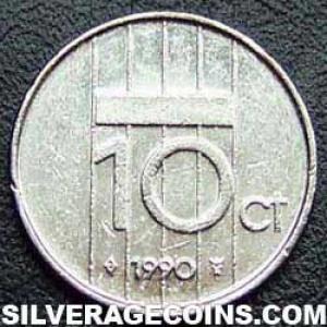 1990 Beatrix Dutch Nickel 10 Cents (Reverse)