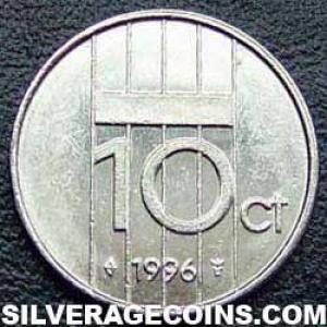 1996 Beatrix Dutch Nickel 10 Cents (Reverse)