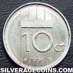 1998 Beatrix Dutch Nickel 10 Cents (Reverse)