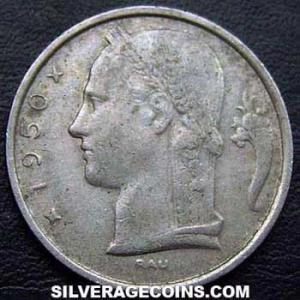 1950 Leopold III Belgian 5 Francs (French) (Reverse)