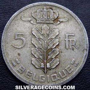 1958 Leopold III Belgian 5 Francs (French) (Obverse)