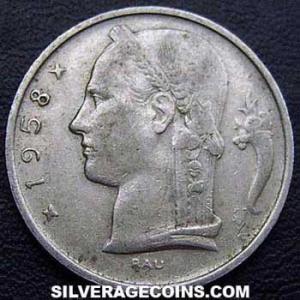 1958 Leopold III Belgian 5 Francs (French) (Reverse)