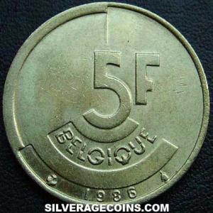 1986 Baudouin Belgian 5 Francs (French) (Reverse)