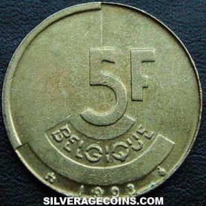 1993 Baudouin Belgian 5 Francs (French) (Reverse)