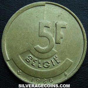 1986 Baudouin Belgian 5 Francs (Dutch) (Reverse)