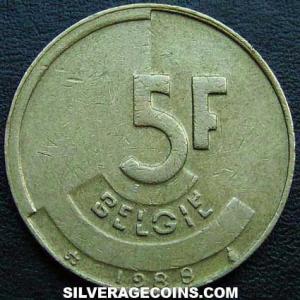 1988 Baudouin Belgian 5 Francs (Dutch) (Reverse)