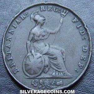 1853 Victoria British Bronze "Young Head" Half Penny (Reverse)