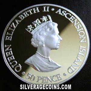 2000 Proof Elizabeth II Ascension Islands Silver 50 Pence (Queen Mother) (Obverse)