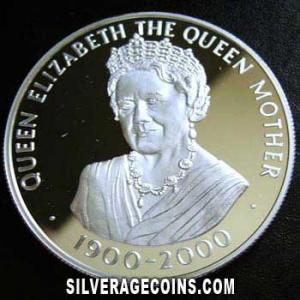 2000 Proof Elizabeth II Ascension Islands Silver 50 Pence (Queen Mother) (Reverse)