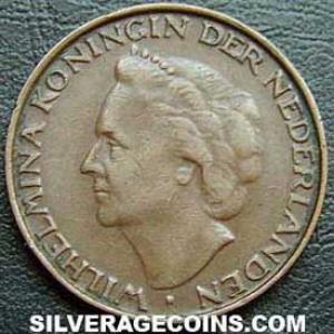 1948 Wilhelmina I Dutch Bronze 5 Cents (Obverse)