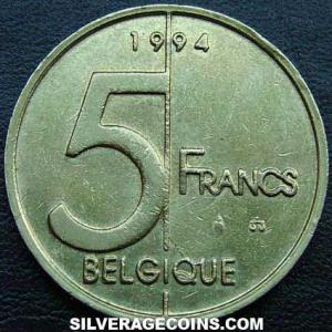 1994 Albert II Belgian 5 Francs (French) (Reverse)