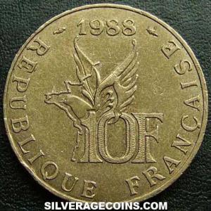 1988 French 10 New Francs (Roland Garros) (Obverse)
