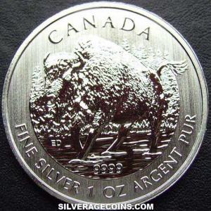 2013 Elizabeth II Canadian 5 Dollars 1 Ounce Silver (Bison) (Reverse)