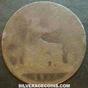1866 Victoria British Bronze "Bun Head" Penny (1st type) (Reverse)