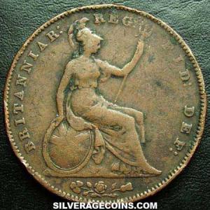 1855 plain Victoria British "Young Head" Penny (Reverse)